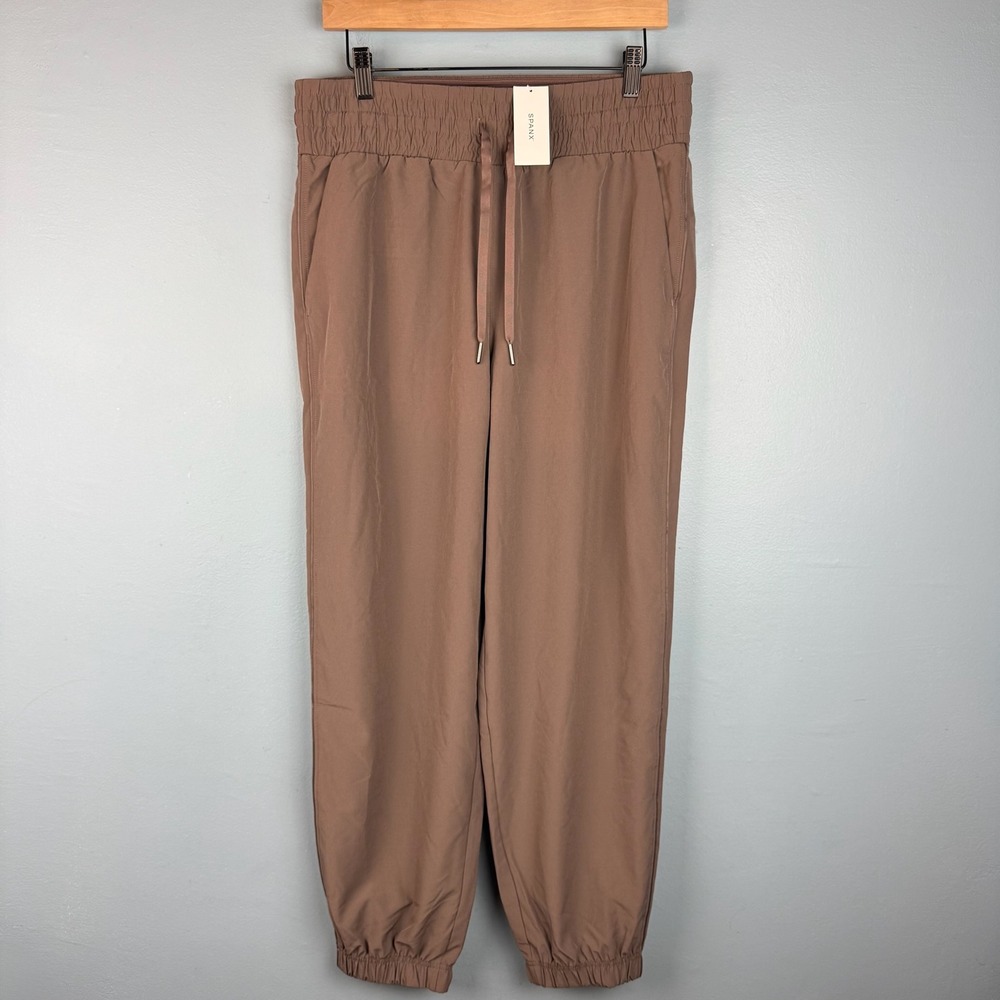 NEW Spanx On The Move Jogger Womens Large Smoke Brown Pull On Performance Pants - Picture 2 of 7
